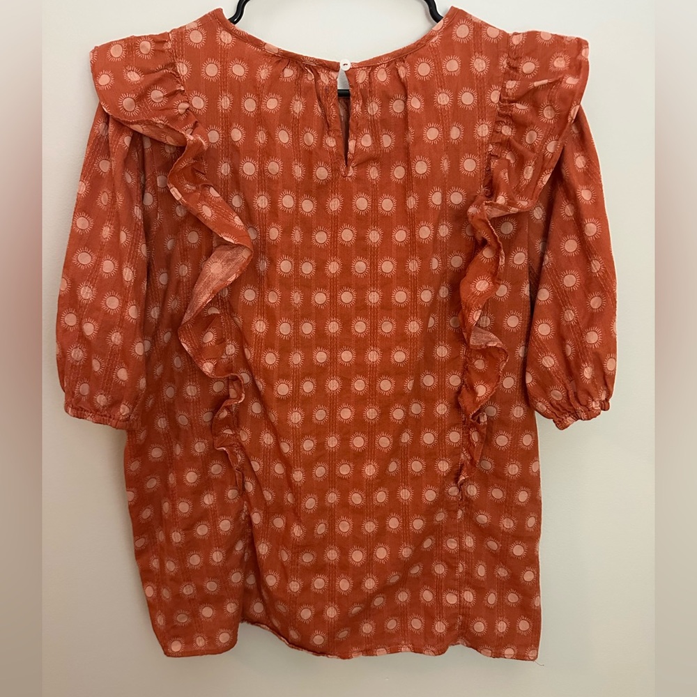 Universal Thread Ruffle Blouse Large Rust EUC - Picture 4 of 7